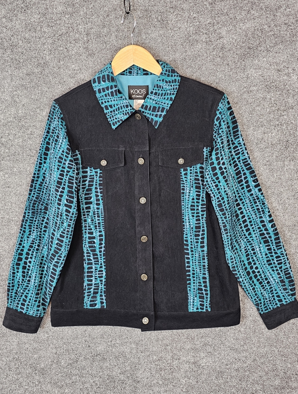 Koos of Course! Vintage 90s Teal Textured Statement Jacket - Small